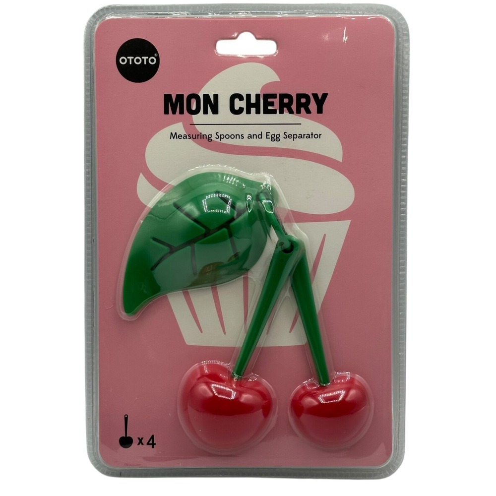 OTOTO Mon Cherry Measuring Spoons & Egg‎ Separator Set Red Green NEW
